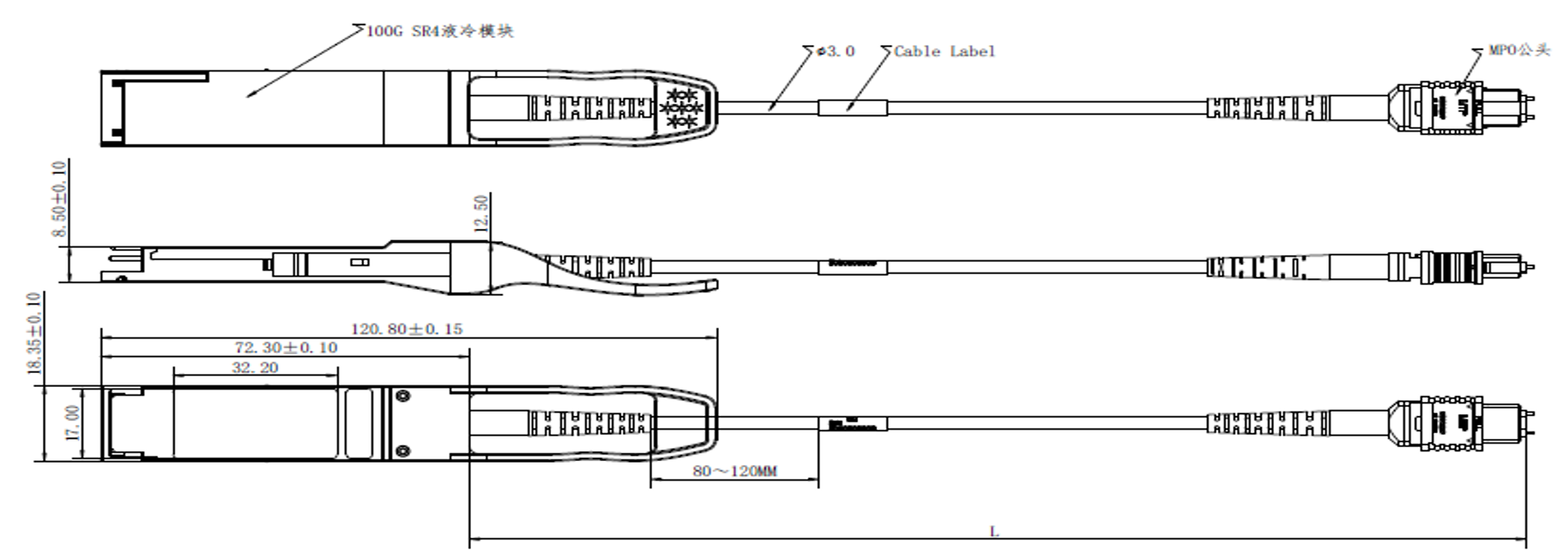 100G QSFP28 SR4 液冷光模块features